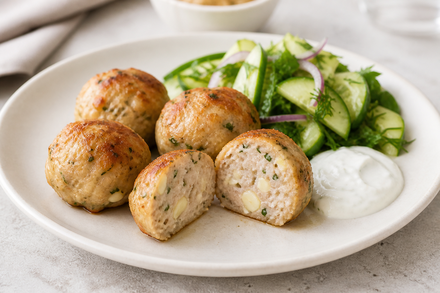 Куриные фрикадельки с сыром в духовке