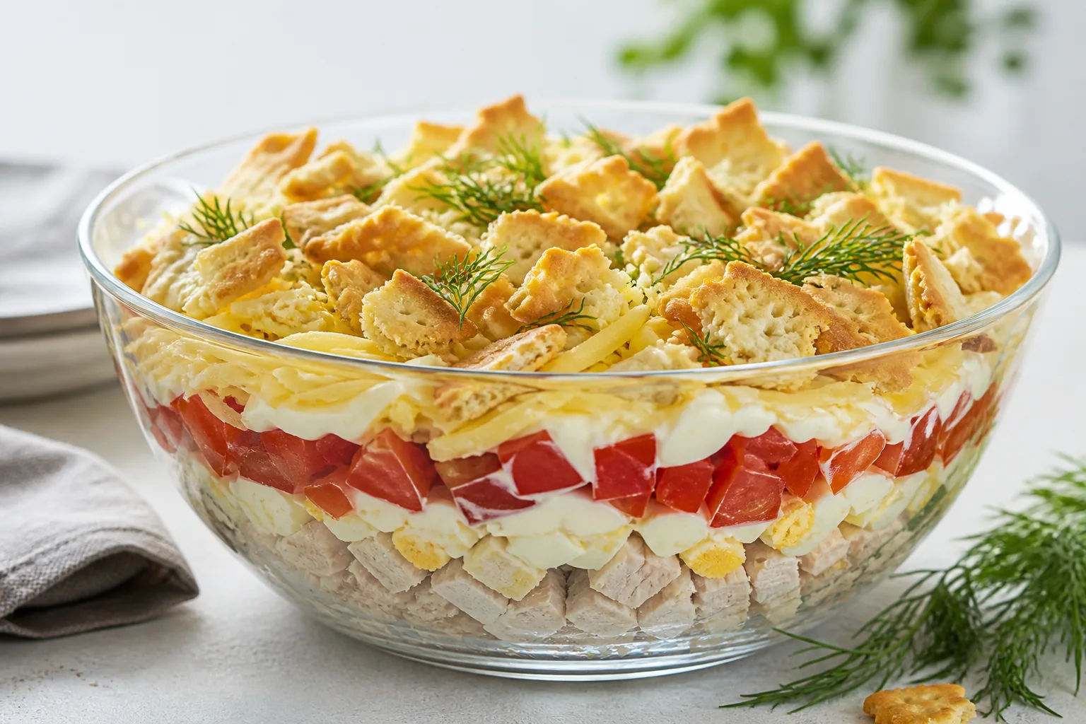 Салат с курицей и крекерами