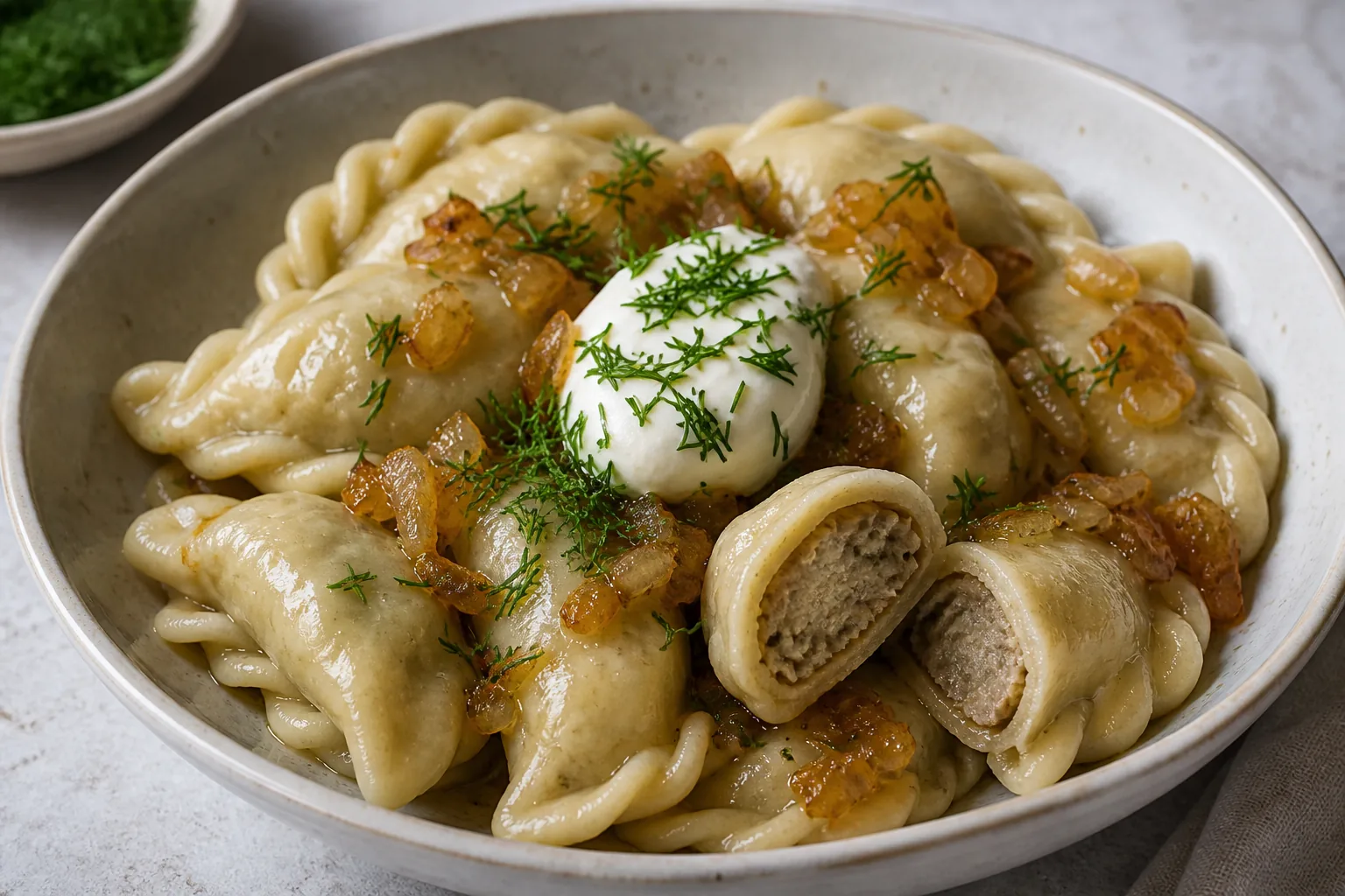 Вареники с говяжьей печенью и картошкой