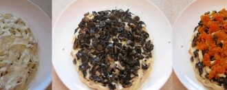 Рецепт салата 'Шишка' с курицей и миндалем Рецепт салата 'Шишка' с курицей и миндалем