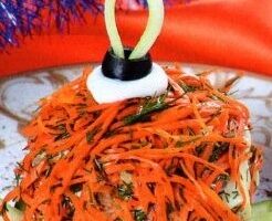 Рецепт салата «Елочная игрушка» с говядиной и корейской морковью Рецепт салата «Елочная игрушка» с говядиной и корейской морковью