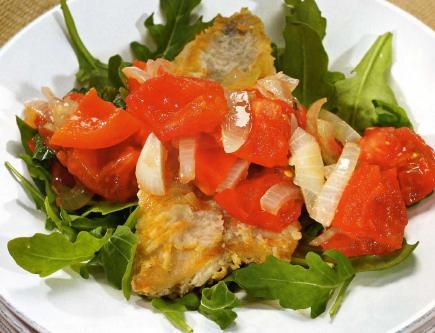 Линь с запеченными помидорами и перцами Линь с запеченными помидорами и перцами
