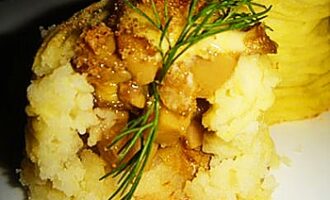 Картофельные гнезда с грибами и сливочным сыром Картофельные гнезда с грибами и сливочным сыром