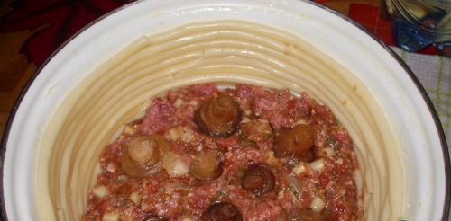 Тимбаль мясной с шампиньонами