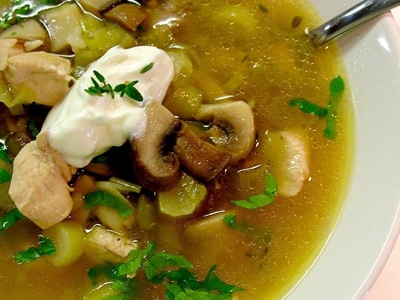 Рассольник с курицей и грибами Рассольник с курицей и грибами