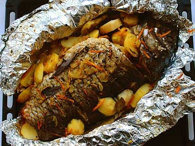 Речной окунь с помидорами Речной окунь с помидорами