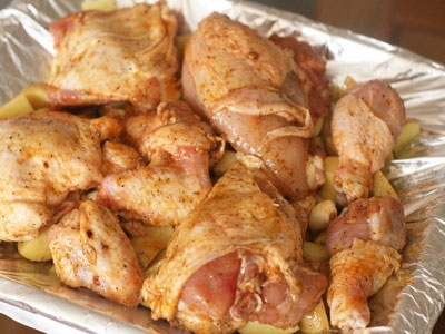 Картофель с курицей в духовке Картофель с курицей в духовке