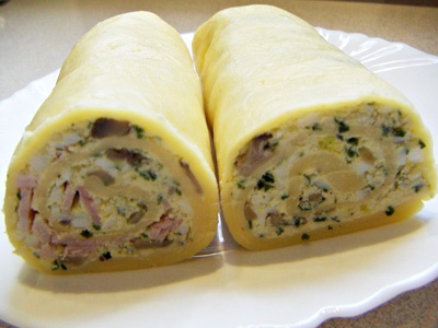 Сырный рулет с грибами и курицей Сырный рулет с грибами и курицей