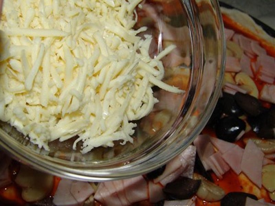 Пицца с колбасой и грибами Пицца с колбасой и грибами