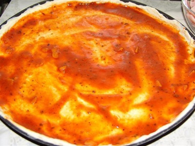 Пицца с колбасой и грибами Пицца с колбасой и грибами