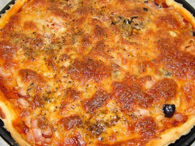 Пицца с колбасой и грибами Пицца с колбасой и грибами