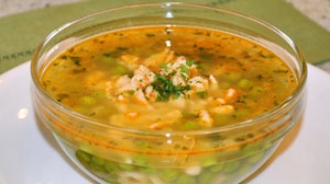 Суп с галушками и зелёным горохом Суп с галушками и зелёным горохом