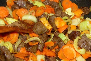 Мясо, тушеное с овощами Мясо, тушеное с овощами