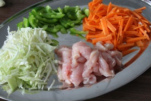 Лапша удон с курицей и овощами Лапша удон с курицей и овощами