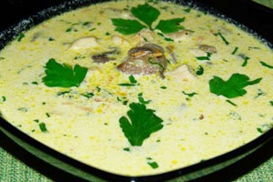 Сырный суп с шампиньонами Сырный суп с шампиньонами