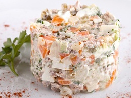 Салат с шампиньонами и ветчиной Салат с шампиньонами и ветчиной