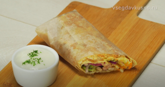 Шаурма с курицей и овощами Шаурма с курицей и овощами