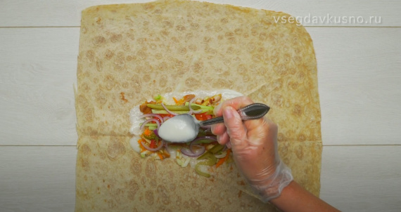 Шаурма с курицей и овощами Шаурма с курицей и овощами
