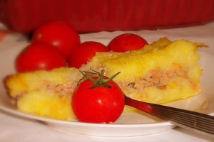 Картофельная запеканка с куриным фаршем Картофельная запеканка с куриным фаршем
