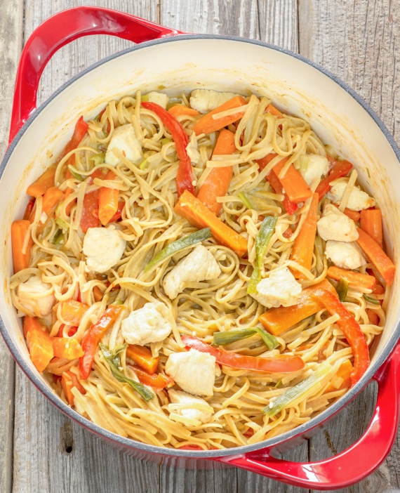 Паста с курицей и овощами Паста с курицей и овощами