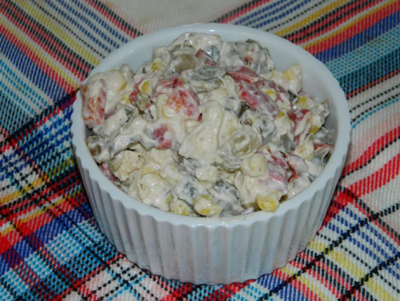Салат с консервированными грибами и курицей Салат с консервированными грибами и курицей