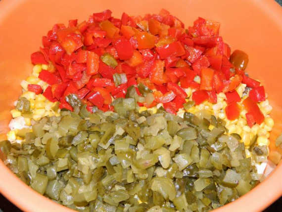 Салат с консервированными грибами и курицей Салат с консервированными грибами и курицей