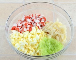 Мимоза с кальмарами