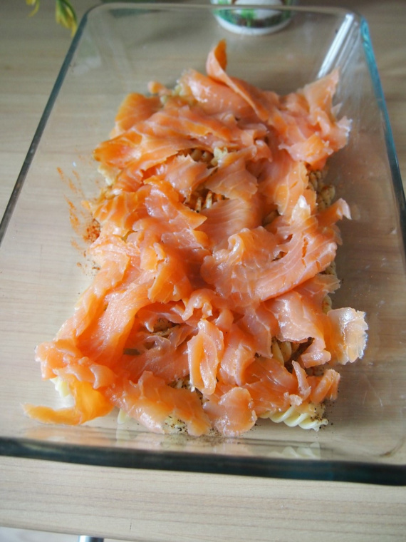 Макароны, запеченные с копченым лососем Макароны, запеченные с копченым лососем