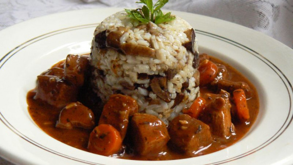 Утиная грудка с рисом и грибами Утиная грудка с рисом и грибами