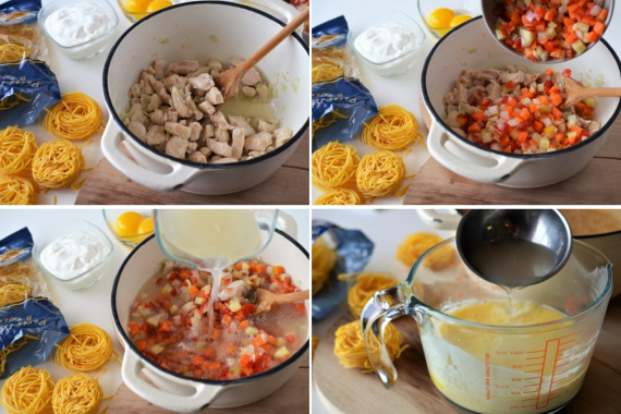 Густой куриный суп с лапшой Густой куриный суп с лапшой
