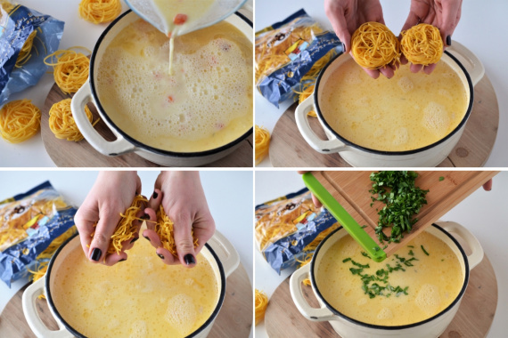 Густой куриный суп с лапшой Густой куриный суп с лапшой