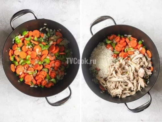 Куриный суп с рисом и овощами Куриный суп с рисом и овощами