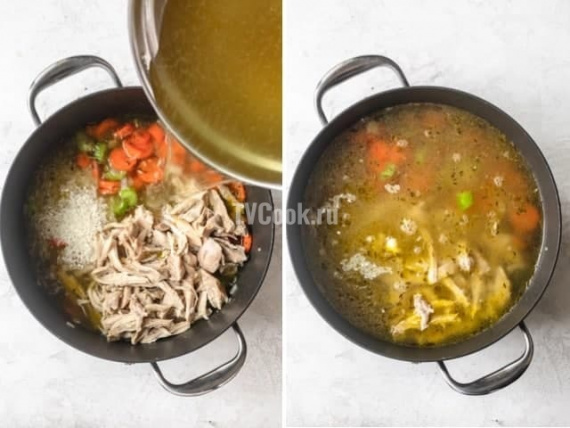 Куриный суп с рисом и овощами Куриный суп с рисом и овощами