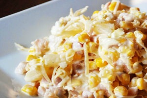 Салат курица с ананасами слоями Салат курица с ананасами слоями