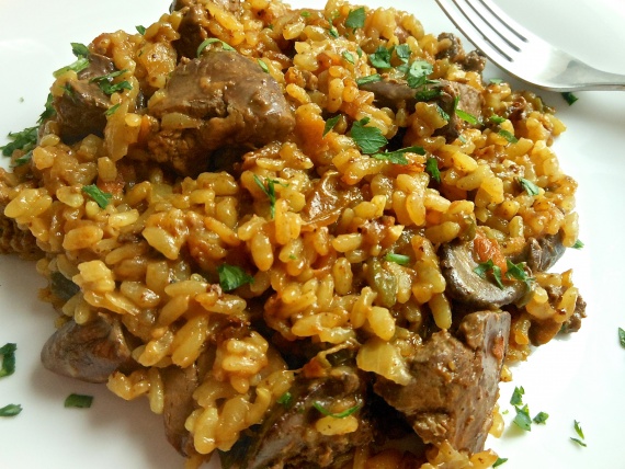 Печень с рисом в духовке Печень с рисом в духовке