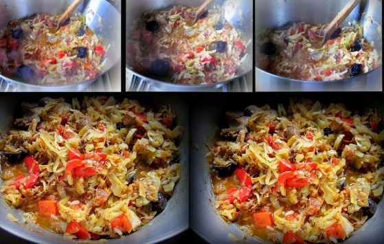 Тушеная капуста с мясом и овощами Тушеная капуста с мясом и овощами