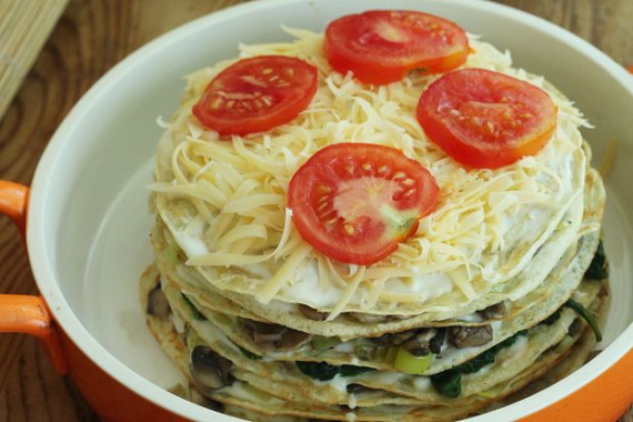 Торт из блинов с грибами Торт из блинов с грибами