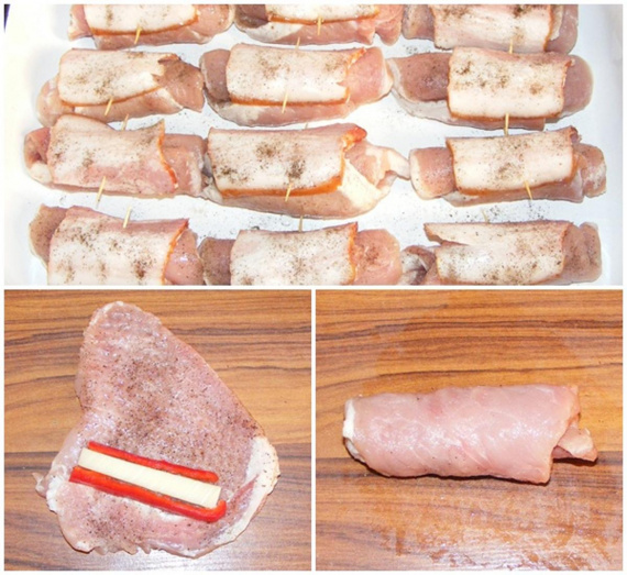 Свиные рулетики с начинкой Свиные рулетики с начинкой