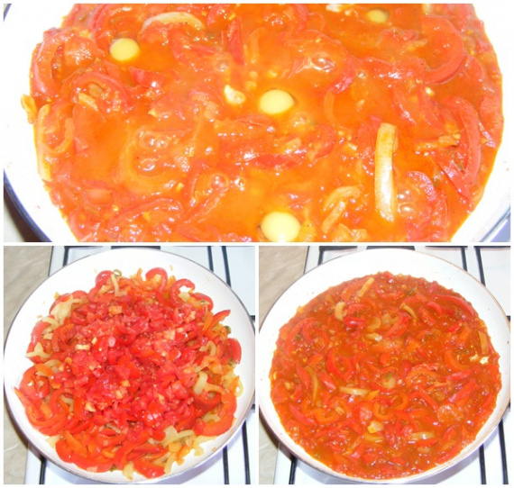 Шакшука с перепелиными яйцами Шакшука с перепелиными яйцами