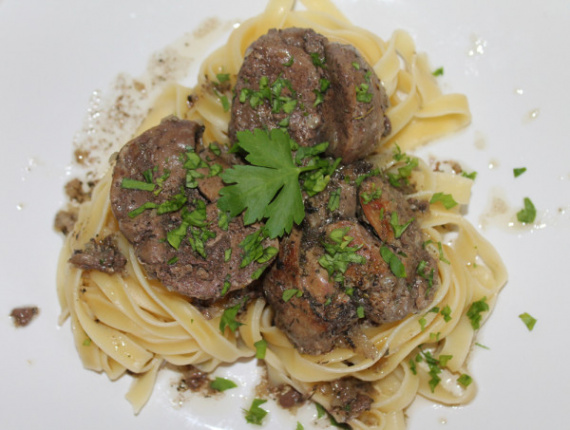 Спагетти с куриной печенью Спагетти с куриной печенью