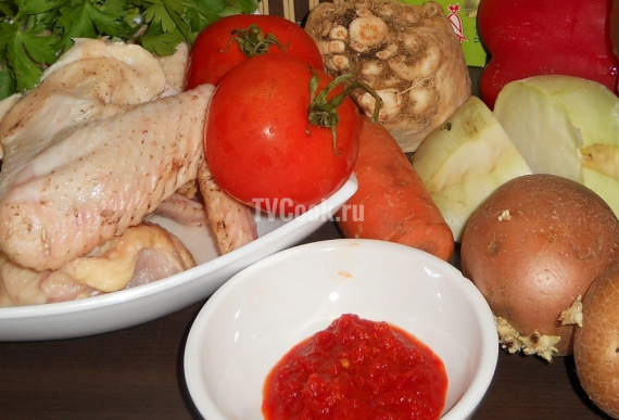 Томатный Куриный суп с овощами Томатный Куриный суп с овощами