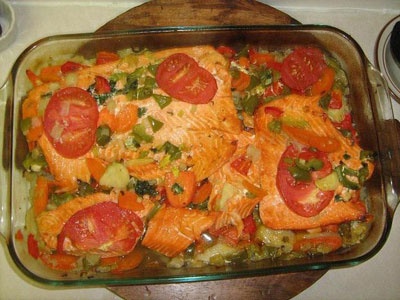 Семга в духовке с овощами Семга в духовке с овощами