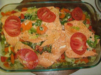 Семга в духовке с овощами Семга в духовке с овощами