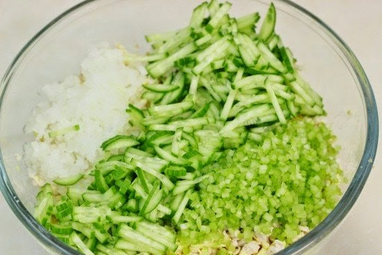 Салат с курицей в тарталетках Салат с курицей в тарталетках