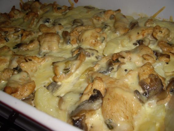 Картофельная запеканка с грибами и курицей Картофельная запеканка с грибами и курицей