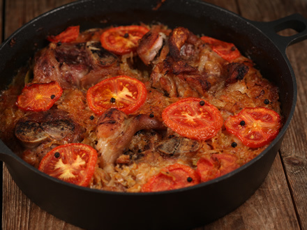 Капуста с мясом и помидором Капуста с мясом и помидором