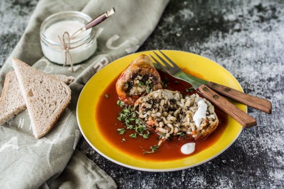 Перцы, фаршированные грибами и рисом Перцы, фаршированные грибами и рисом