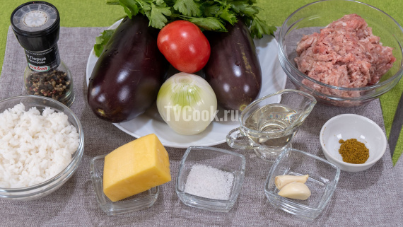 Закусочные баклажанные рулетики с фаршем и рисом Закусочные баклажанные рулетики с фаршем и рисом