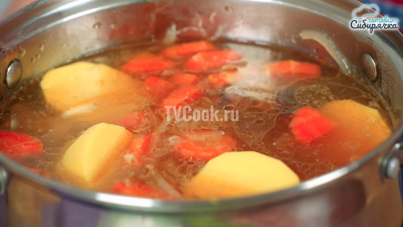 Суп-шурпа из баранины с овощами и специями Суп-шурпа из баранины с овощами и специями