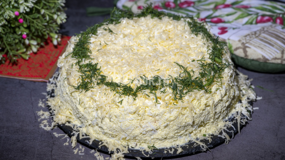 Салат Мимоза с рыбными консервами классический с яблоками Салат Мимоза с рыбными консервами классический с яблоками